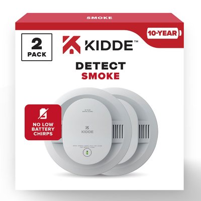 Kidde 10-Year Battery Smoke Detector with LED Warning Lights, 2-Pack | Compact, Reliable Fire Safety