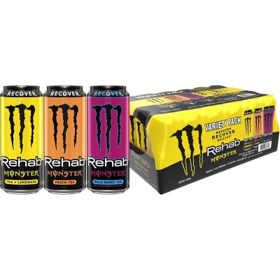 Monster Rehab Variety Pack – 15.5 fl. oz., 24-Pack | Non-Carbonated Energy + Electrolytes for Hydration & Recovery