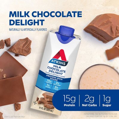 Atkins 15g Keto Protein Shake – Milk Chocolate, 11 fl. oz., 15-Pack | Low Carb, Ready-to-Drink