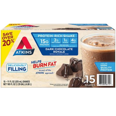 Atkins 15g Keto Protein Shake – Dark Chocolate Royale, 11 fl. oz., 15-Pack | Low Carb, High Protein, Ready-to-Drink