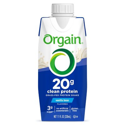 Orgain 20g Clean Protein Grass-Fed Protein Shake – Vanilla Bean, 11 fl. oz., 12-Pack | Low Sugar, Gluten-Free, Non-GMO