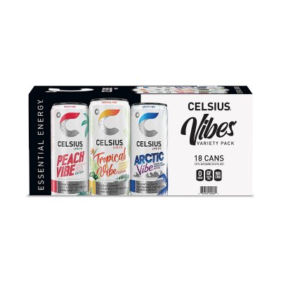 CELSIUS Essential Energy Sparkling Vibe Variety Pack – 12 fl. oz., 18-Pack | Zero Sugar, Fitness & Performance Energy Drink