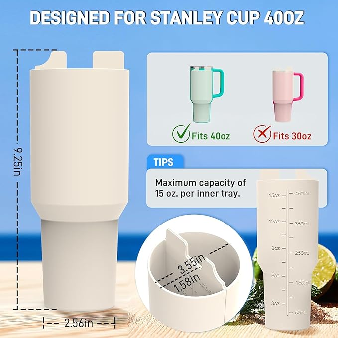 2 - in - 1 Inner Cup Tray for Stanley 40 OZ, Silicone Cup Divider for Stanley Accessory Dual - Sided Drink, Reusable Liner Tray Two Drinks in One Cup - Ultimate Online Deals