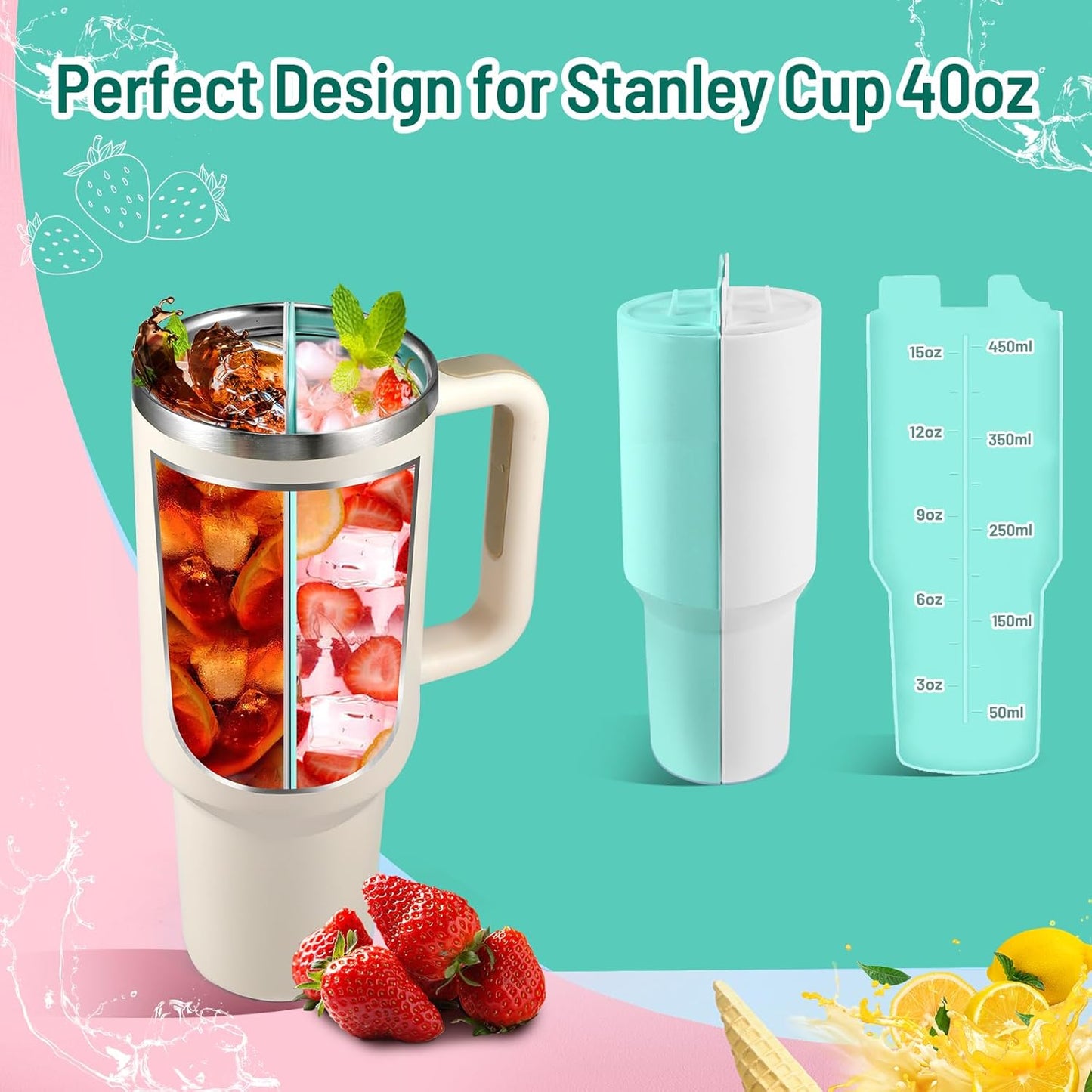 2 - in - 1 Inner Cup Tray for Stanley 40 OZ, Silicone Cup Divider for Stanley Accessory Dual - Sided Drink, Reusable Liner Tray Two Drinks in One Cup - Ultimate Online Deals