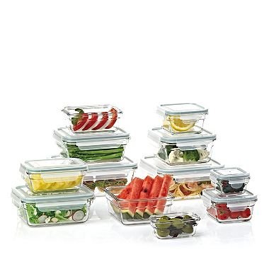 GLASSLOCK Air Tight Glass Lunch Container Glass Food Storage Set 24-Piece