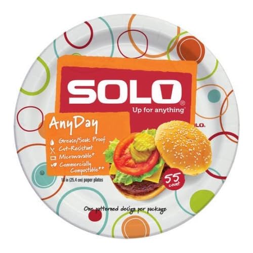 Solo Any Day Paper Plates, 10" Patterns May Vary (Pack of 2)