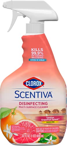 The Clorox Company Clorox Scentiva Multi Surface Cleaner Spray, Tahitian Grapefruit Splash Scent. Bleach Free, 32 Fl Ounce (Pack of 2)