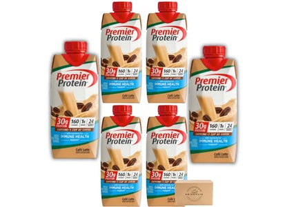 DRINKOLIN Premier Protein 30g High Protein Shake,Cafe Latte Flavor 1g Sugar, 24 Vitamins & Minerals, Nutrients to Support Immune Health 11 Fl Oz (Pack of 6).