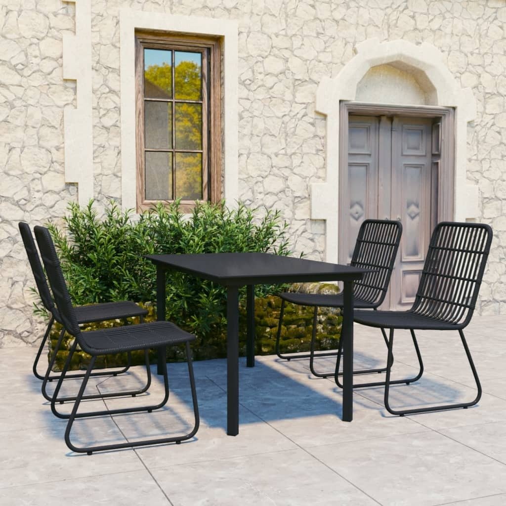 5 Piece Patio Dining Set - Poly Rattan and Glass - 59.1" Table Length - Ultimate Online Deals