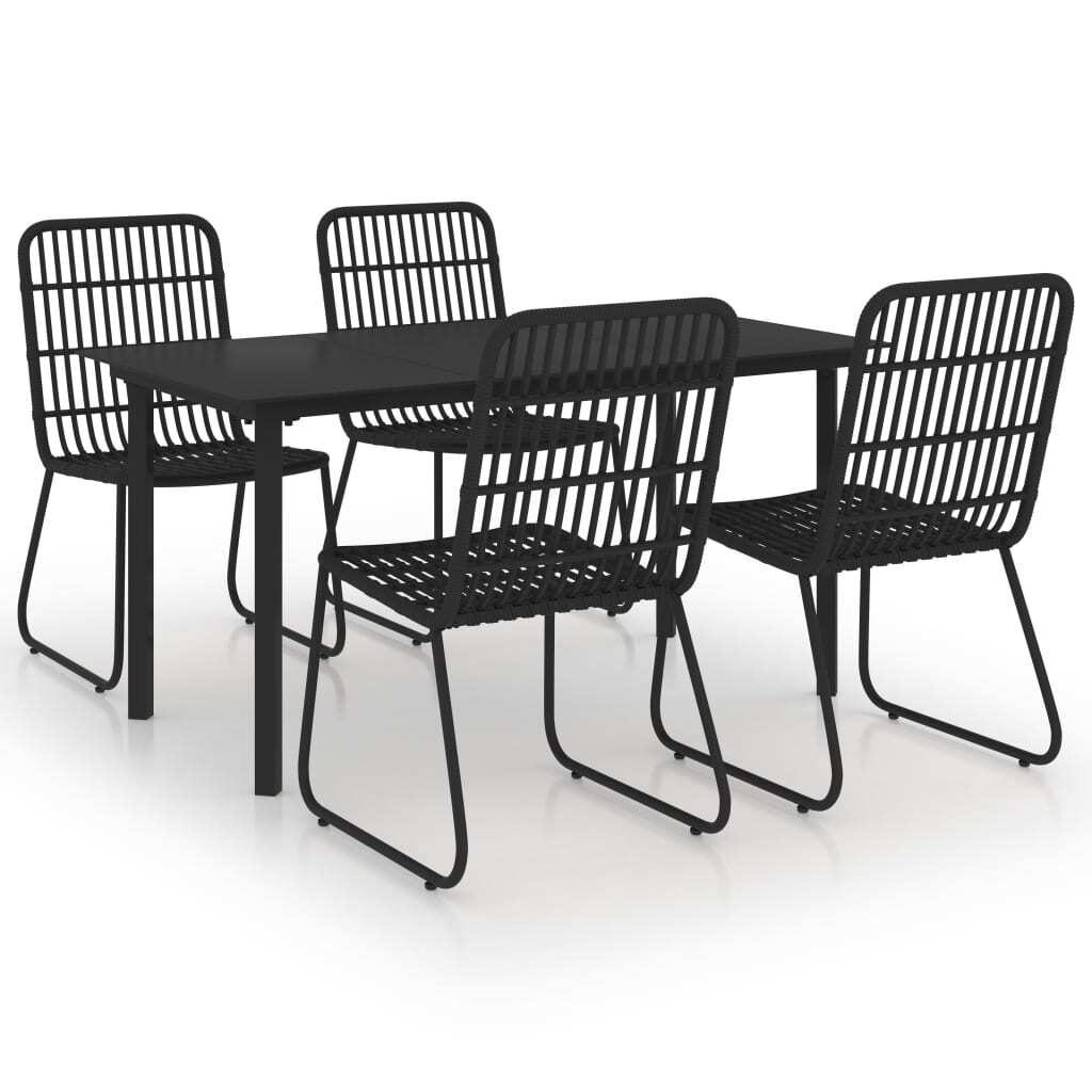 5 Piece Patio Dining Set - Poly Rattan and Glass - 59.1" Table Length - Ultimate Online Deals