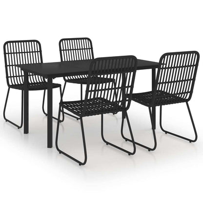 5 Piece Patio Dining Set - Poly Rattan and Glass - 59.1" Table Length - Ultimate Online Deals