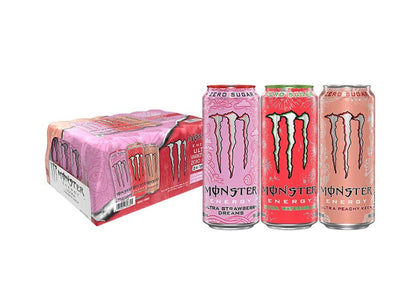 Monster Energy Ultra Variety Pack, Strawberry Dreams, Watermelon, Peachy Keen (16 fl. oz, 24 pk.)