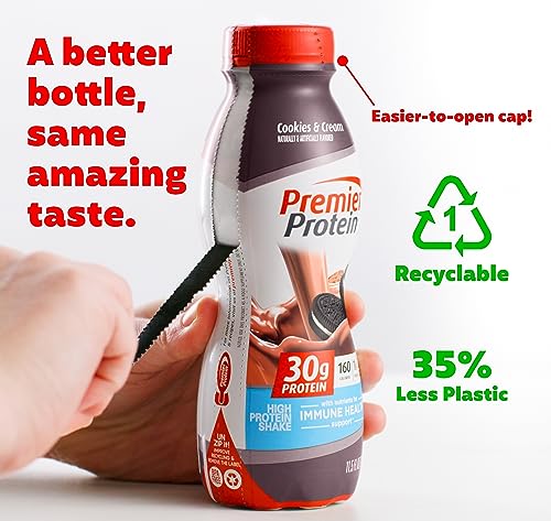 Premier Protein Shake, Cookies & Cream, 30g Protein, 1g Sugar, 24 Vitamins & Minerals, Nutrients to Support Immune Health 11.5 fl oz (12 Pack)