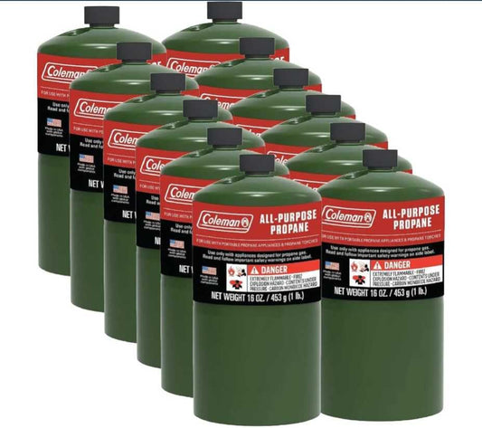 Propane Replacement Fuel Cylinders 16 ounces Camping (12 Pack)