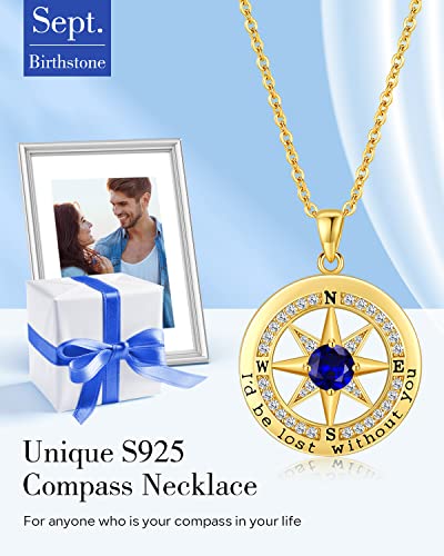 S925 Sterling Silver Compass Necklace – "I'd Be Lost Without You" Anniversary Gift for Her