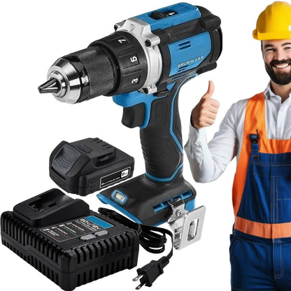 NEW!! Hercules 20V Brushless Cordless 1/2 in. Drill/Driver Kit - 2-speed transmission, 14 clutch settings, Bright LED light