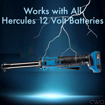 Hercules 12V Cordless 3/8 in. Extended Reach Ratchet - Tool Only - 40 ft. lbs. of max torque and 275 RPM for the power and speed of a pneumatic ratchet - 4 in. extended neck for greater reach