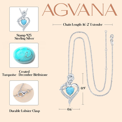 AGVANA Rosy Reverie Birthstone Necklace for Women Sterling Silver Genuine or Created Gemstone Rose Flower Heart Pendant Necklace Anniversary Birthday Gifts for Women Mom Wife Her - Ultimate Online Deals