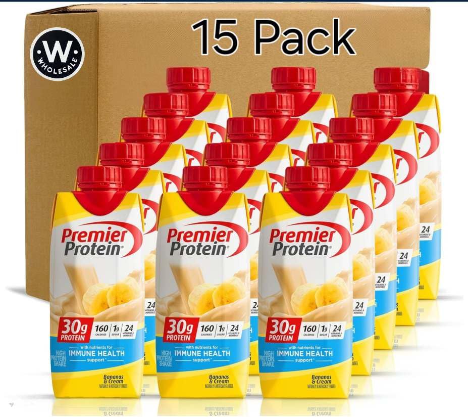 Protein Shake Bananas & Cream 30g Protein Shake, 11 Fl. Oz (15 Pack) | WHOLESALE Box with Resealable Dream Cap for Easy Use