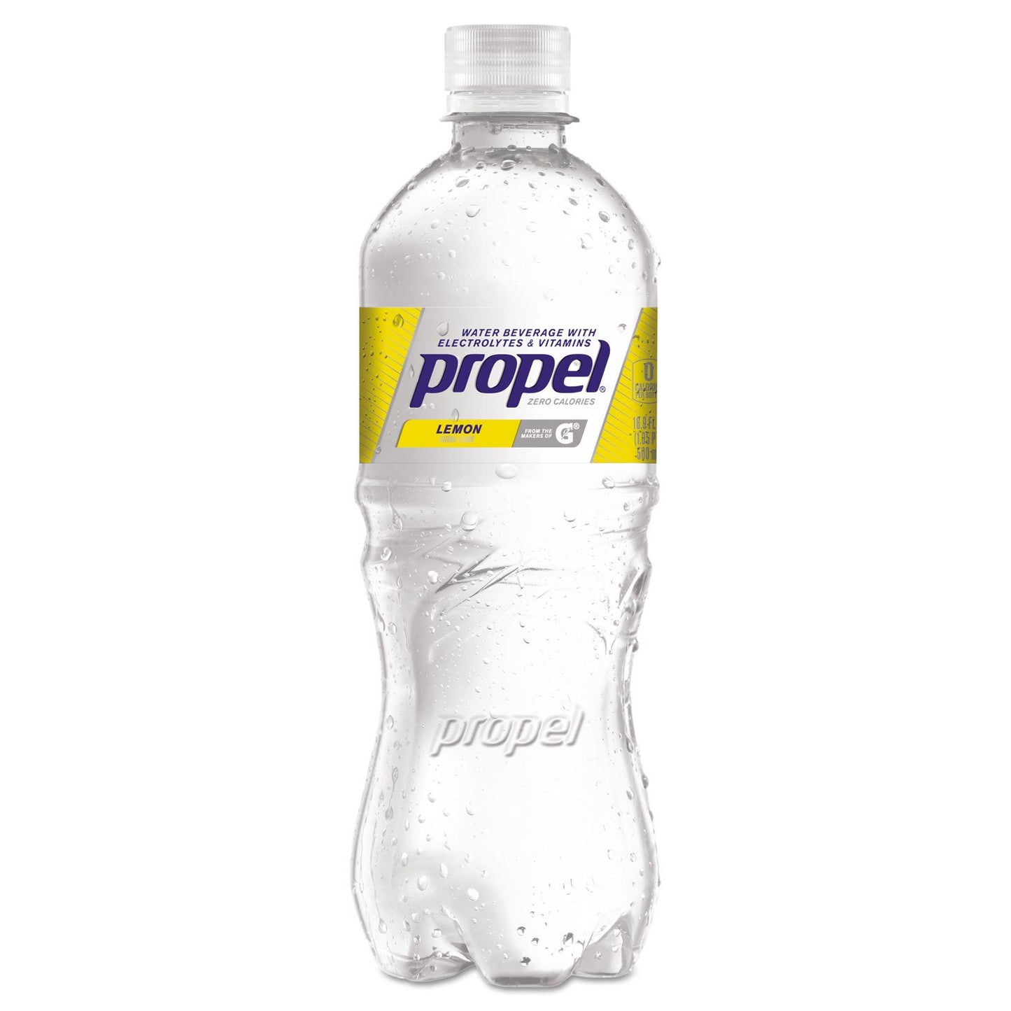 Propel, Flavored Water, Lemon, Bottle, 500mL, 24/Carton, Sold As 1 Carton