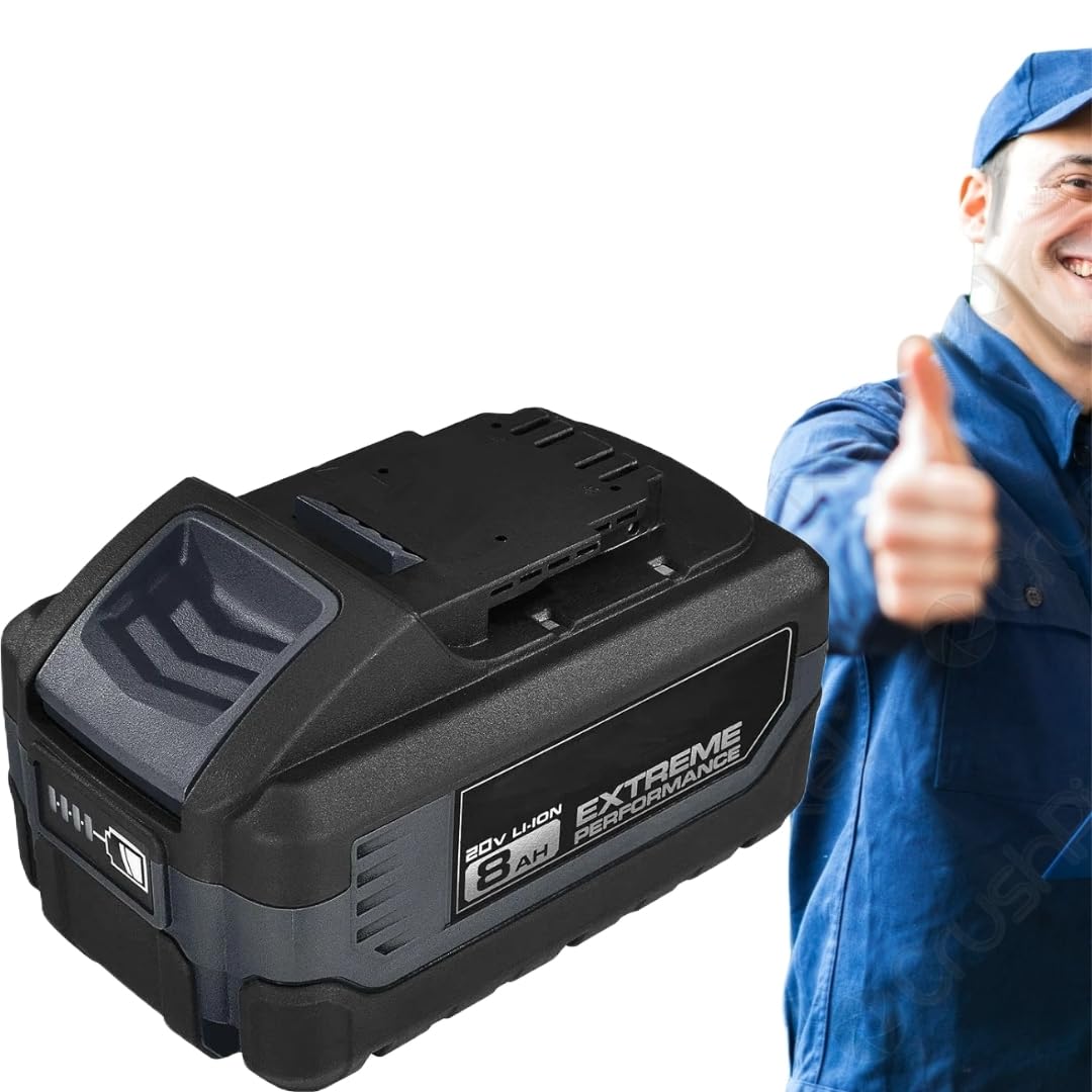 Hercules 20V 8.0 Ah Extreme Performance Lithium-Ion Battery (HC08) - 35% More Power and 60% More Runtime than 5Ah Battery - Works with All Hercules 20V Cordless Tools