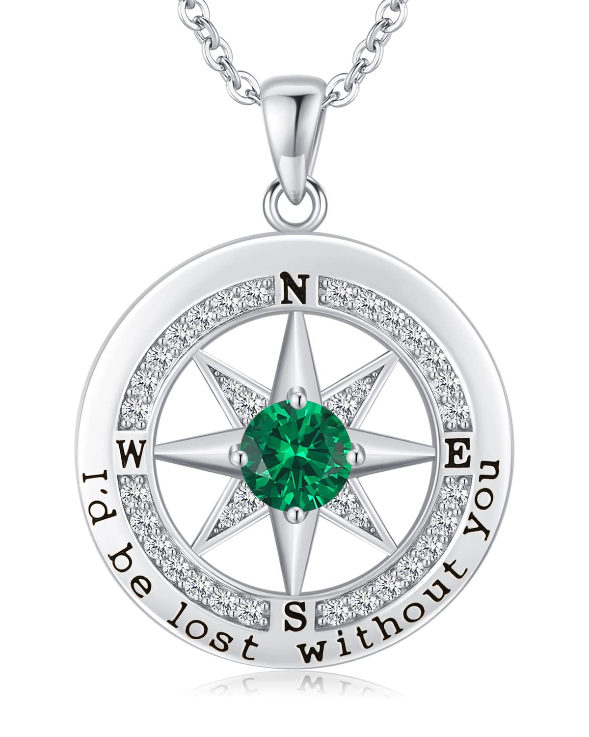 S925 Sterling Silver Compass Necklace – "I'd Be Lost Without You" Anniversary Gift for Her