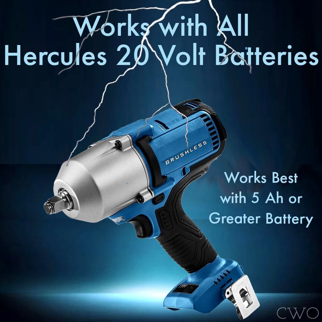 NEW!! HERCULES-Compatible 20V Brushless Cordless 1/2 in. High Torque Impact Wrench (Model HCB86B) - Tool Only - 1700 RPM 1200 ft. lbs. of Bolt Breakaway Torque and 700 ft. lbs. of Fastening Torque