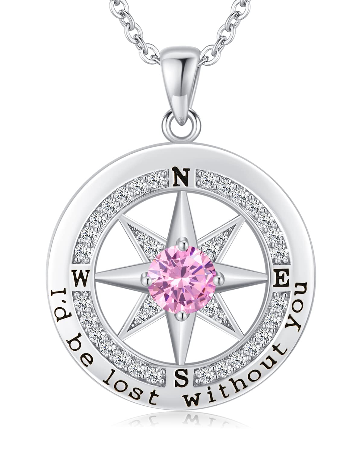 S925 Sterling Silver Compass Necklace – "I'd Be Lost Without You" Anniversary Gift for Her