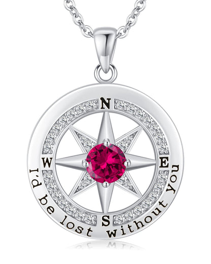 S925 Sterling Silver Compass Necklace – "I'd Be Lost Without You" Anniversary Gift for Her