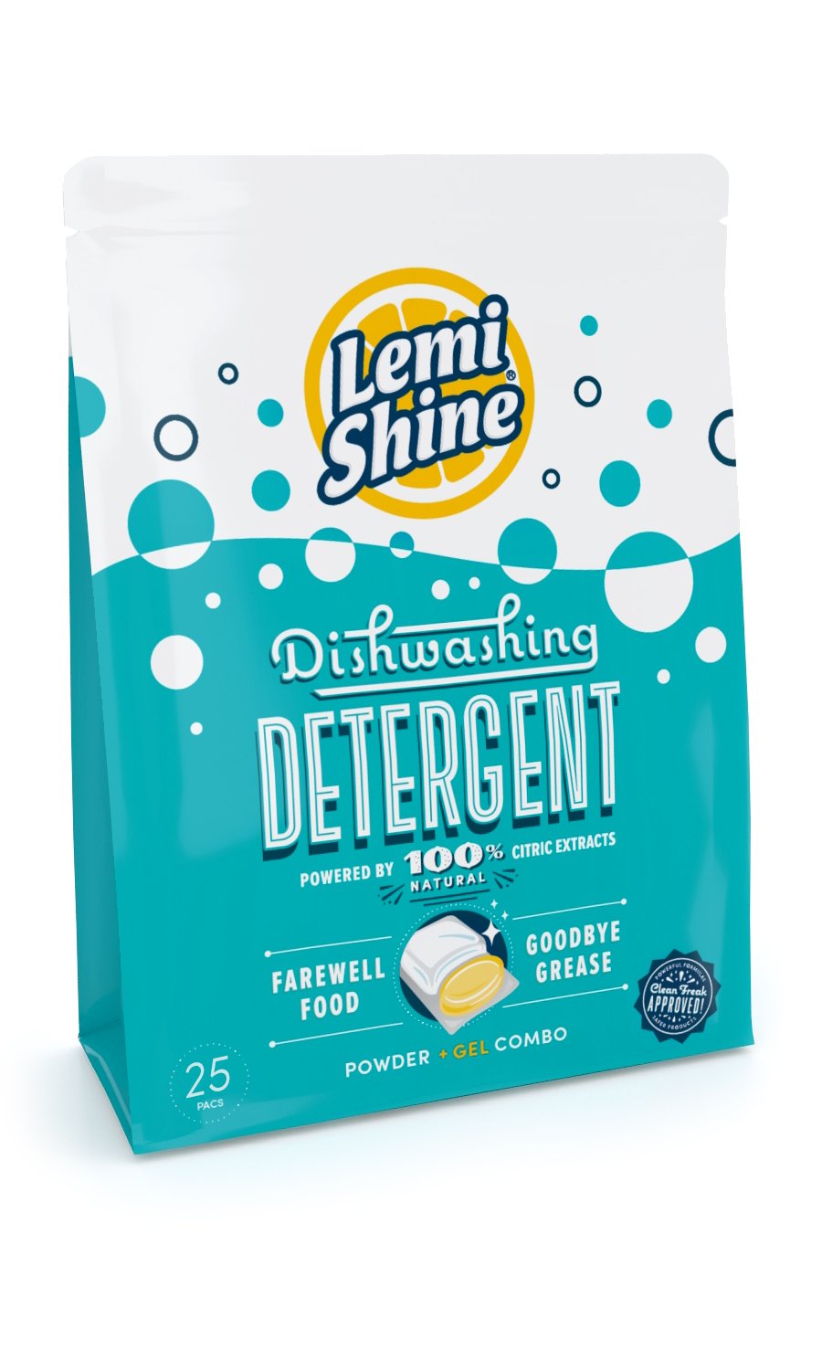 Lemi Shine Natural Dishwasher Detergent Pods | Powder & Gel Combo Dish Detergent with Powerful Citric Extracts | All-in-One Dishwasher Tablets | Natural Lemon Scent - 25 Ct Each (Pack of 2)