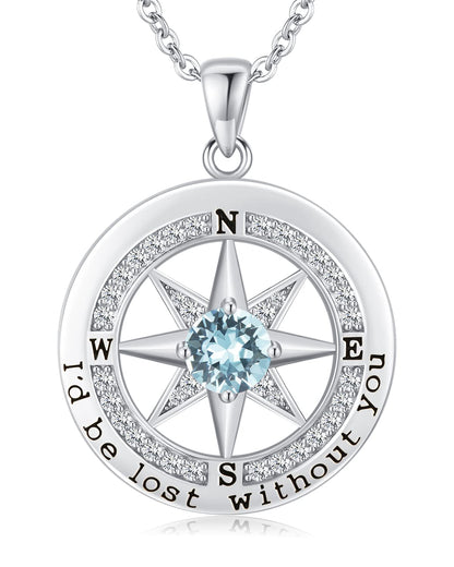 S925 Sterling Silver Compass Necklace – "I'd Be Lost Without You" Anniversary Gift for Her