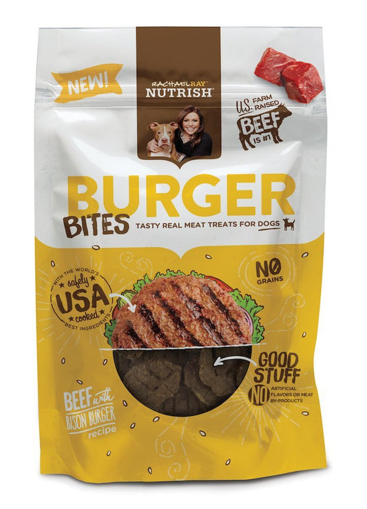 Rachael Ray Nutrish Burger Bites Dog Treats, Beef Burger with Bison Recipe, 3 oz