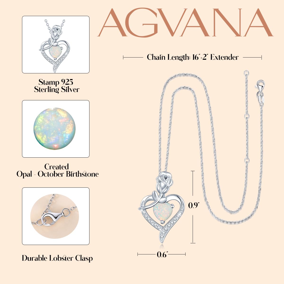 AGVANA Rosy Reverie Birthstone Necklace for Women Sterling Silver Genuine or Created Gemstone Rose Flower Heart Pendant Necklace Anniversary Birthday Gifts for Women Mom Wife Her - Ultimate Online Deals