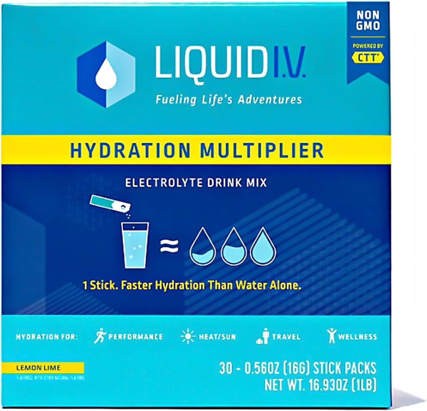 Liquid IV Hydration Multiplier - Lemon Lime - Powder Packets | Electrolyte Drink Mix | Easy Open Single-Serving | Non-GMO | 30 Pack