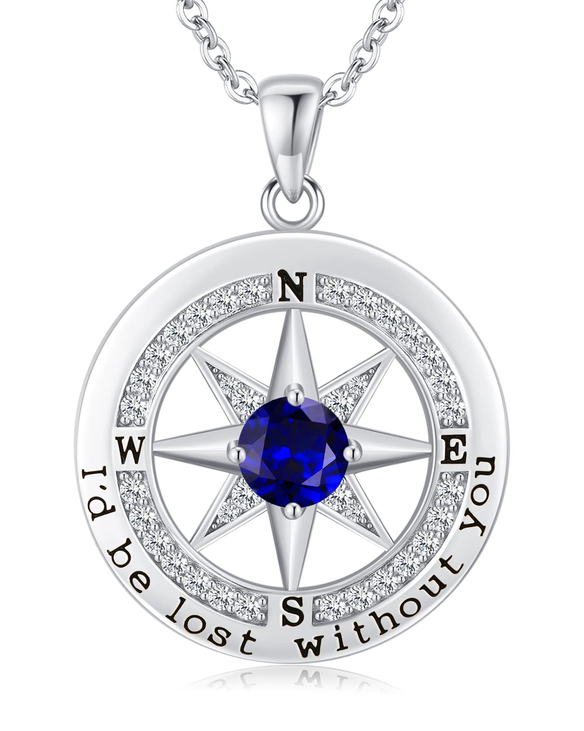 S925 Sterling Silver Compass Necklace – "I'd Be Lost Without You" Anniversary Gift for Her