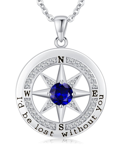 S925 Sterling Silver Compass Necklace – "I'd Be Lost Without You" Anniversary Gift for Her