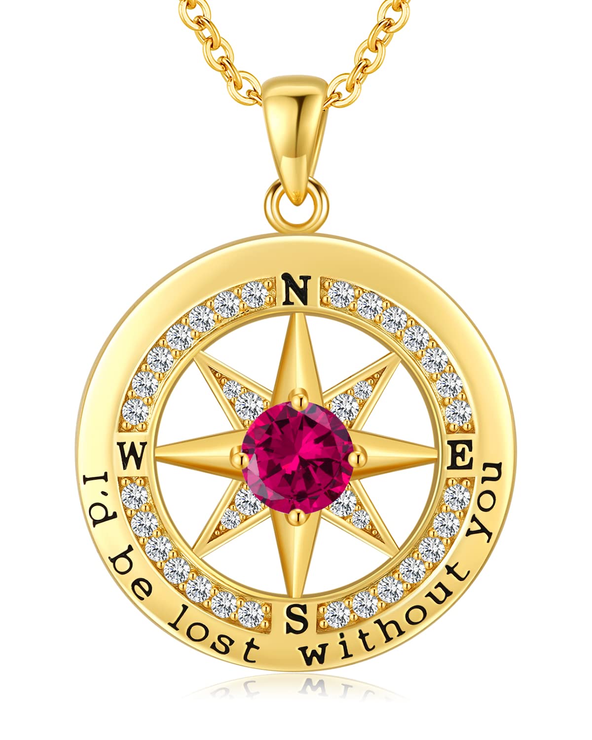 S925 Sterling Silver Compass Necklace – "I'd Be Lost Without You" Anniversary Gift for Her