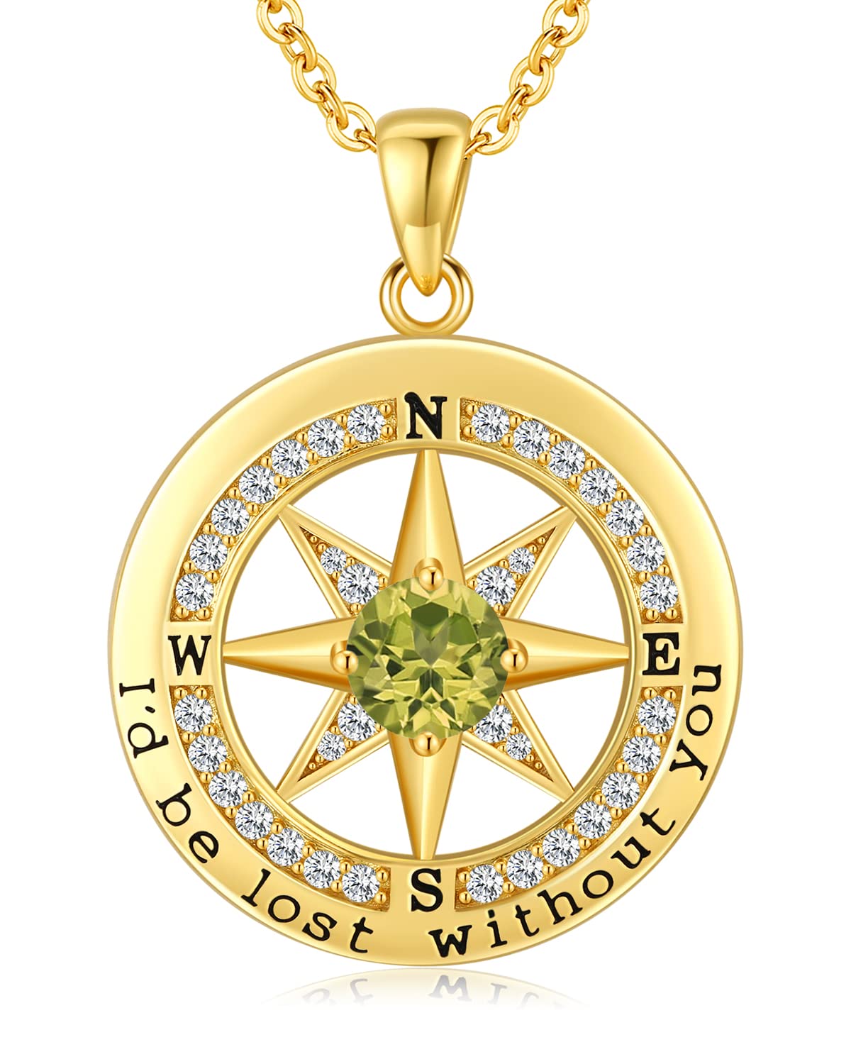 S925 Sterling Silver Compass Necklace – "I'd Be Lost Without You" Anniversary Gift for Her