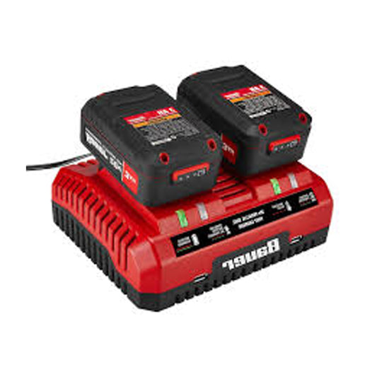 New! Bauer 20V Dual-Port Battery Charger - Charges Two 20V Batteries Simultaneously, LED Charge Status, Microprocessor Controlled Fast Charging, 2 USB Ports