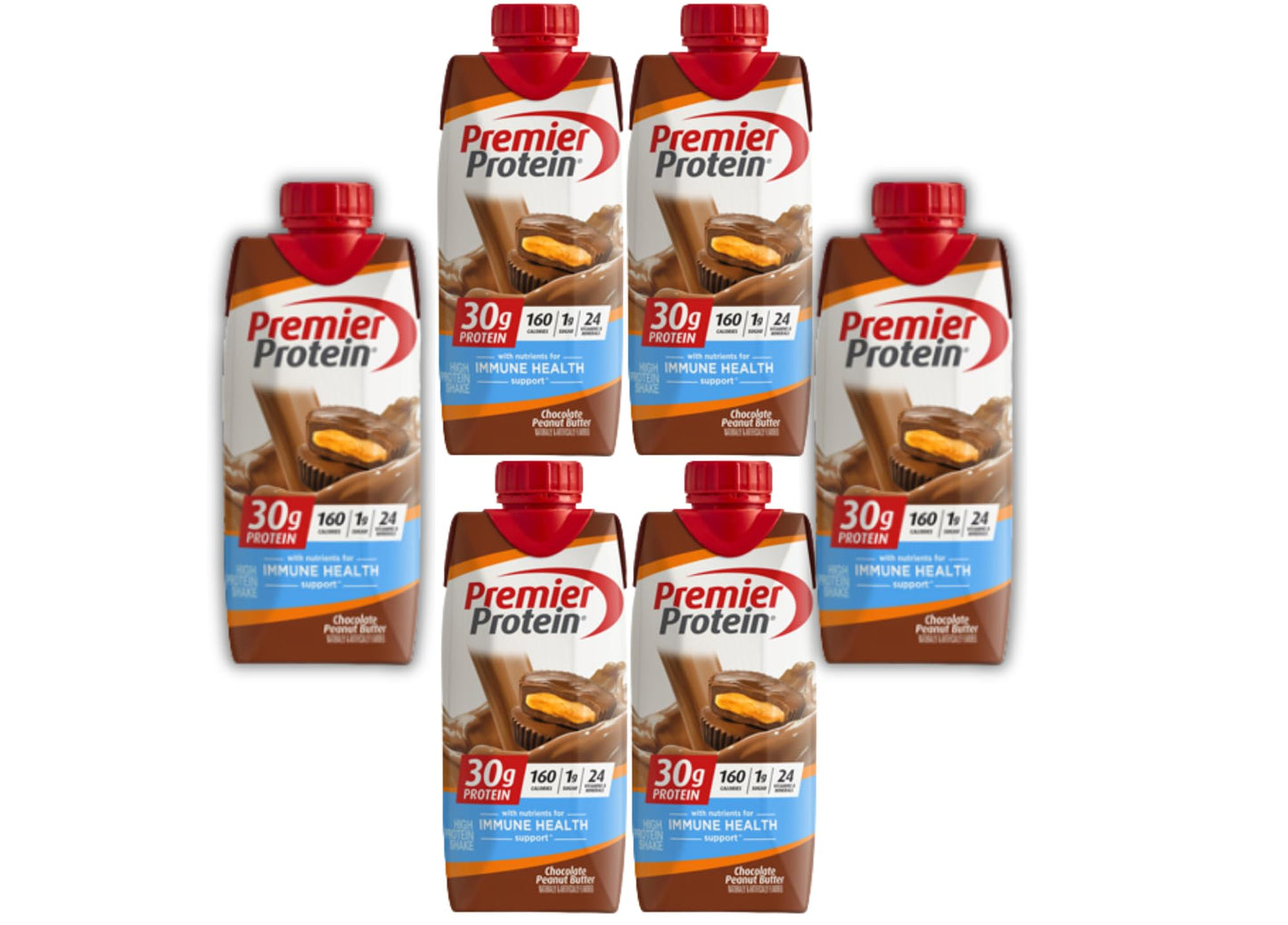 Premier Protein 30g High Protein Shake, Chocolate, Peanut Butter Flavor 1g Sugar, 24 Vitamins & Minerals, Nutrients to Support Immune Health 11 Fl Oz (Pack of 6).