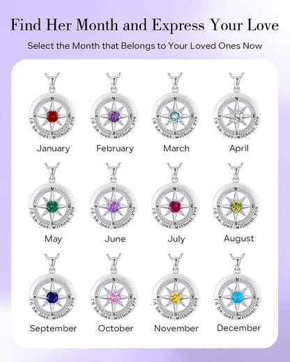 S925 Sterling Silver Compass Necklace – "I'd Be Lost Without You" Anniversary Gift for Her