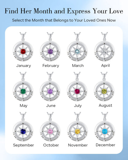 S925 Sterling Silver Compass Necklace – "I'd Be Lost Without You" Anniversary Gift for Her