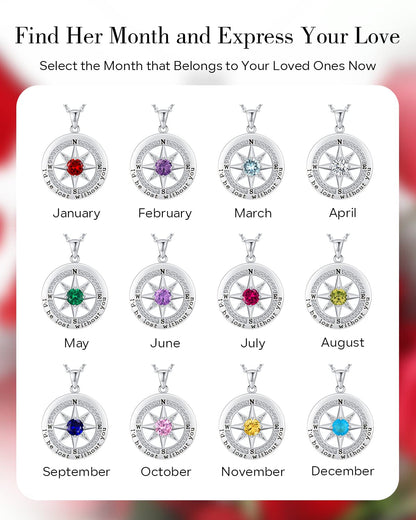 S925 Sterling Silver Compass Necklace – "I'd Be Lost Without You" Anniversary Gift for Her