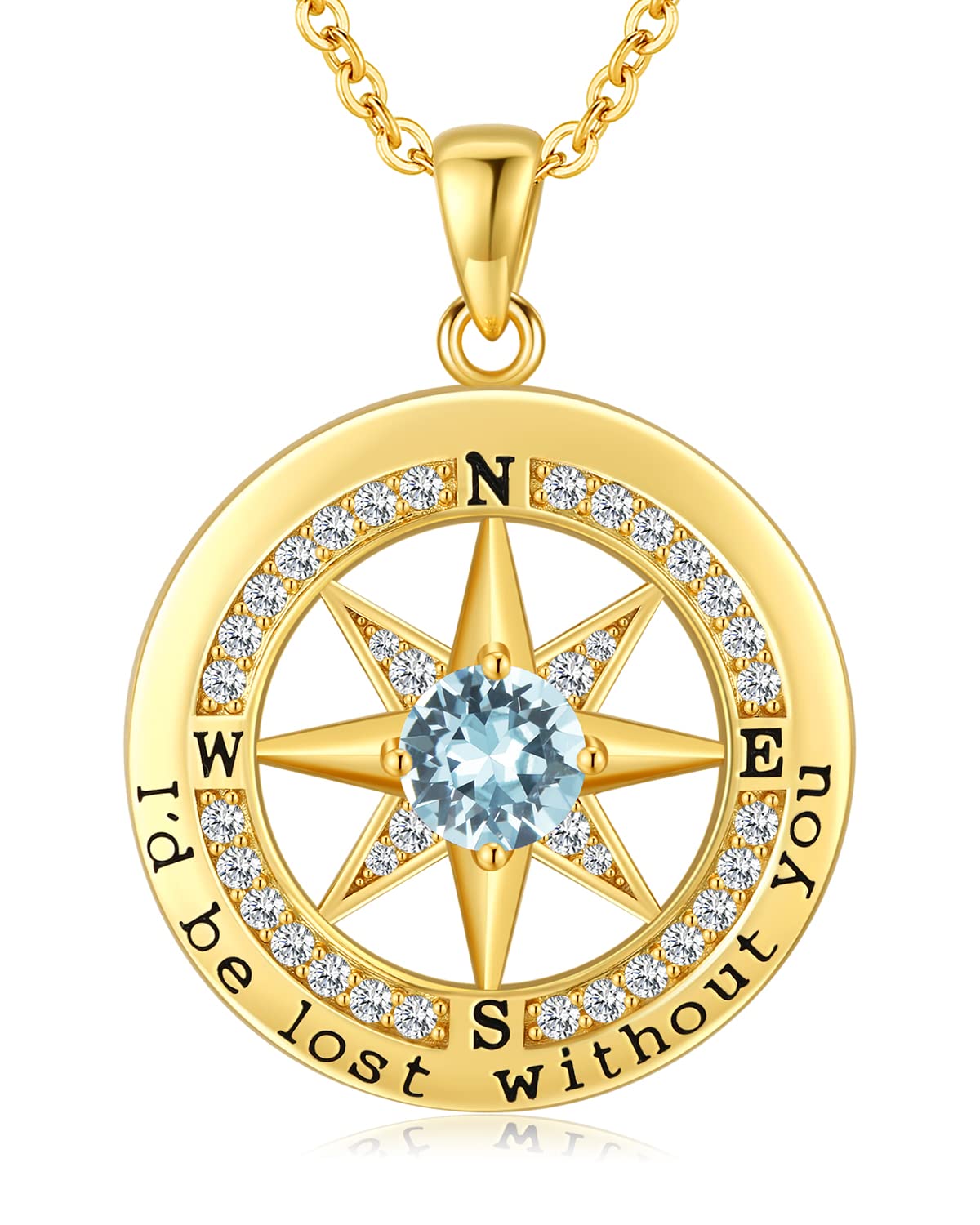 S925 Sterling Silver Compass Necklace – "I'd Be Lost Without You" Anniversary Gift for Her