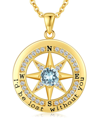 S925 Sterling Silver Compass Necklace – "I'd Be Lost Without You" Anniversary Gift for Her