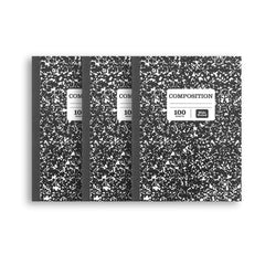 (3 pack) Pen+Gear Wide Ruled Black Marbled Composition Notebooks 100 Sheets - 300 Sheets Total