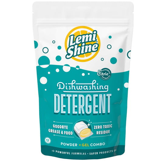 Lemi Shine Natural Dishwasher Pods - All-in-One Powder & Gel Dishwasher Detergent Pods with Powerful Citric Acid Extracts