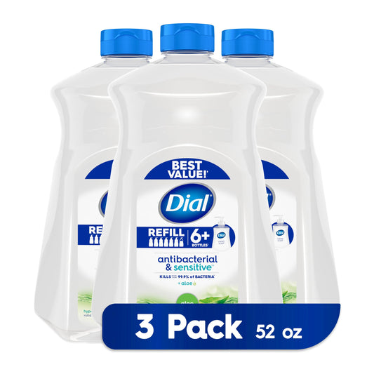 Dial Antibacterial Liquid Hand Soap Refill, Spring Water, 52 fl oz Pack of 3