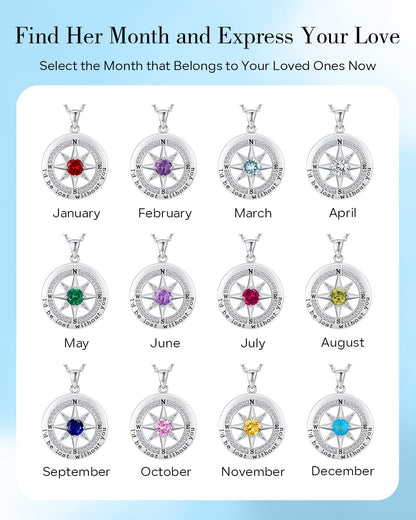 S925 Sterling Silver Compass Necklace – "I'd Be Lost Without You" Anniversary Gift for Her