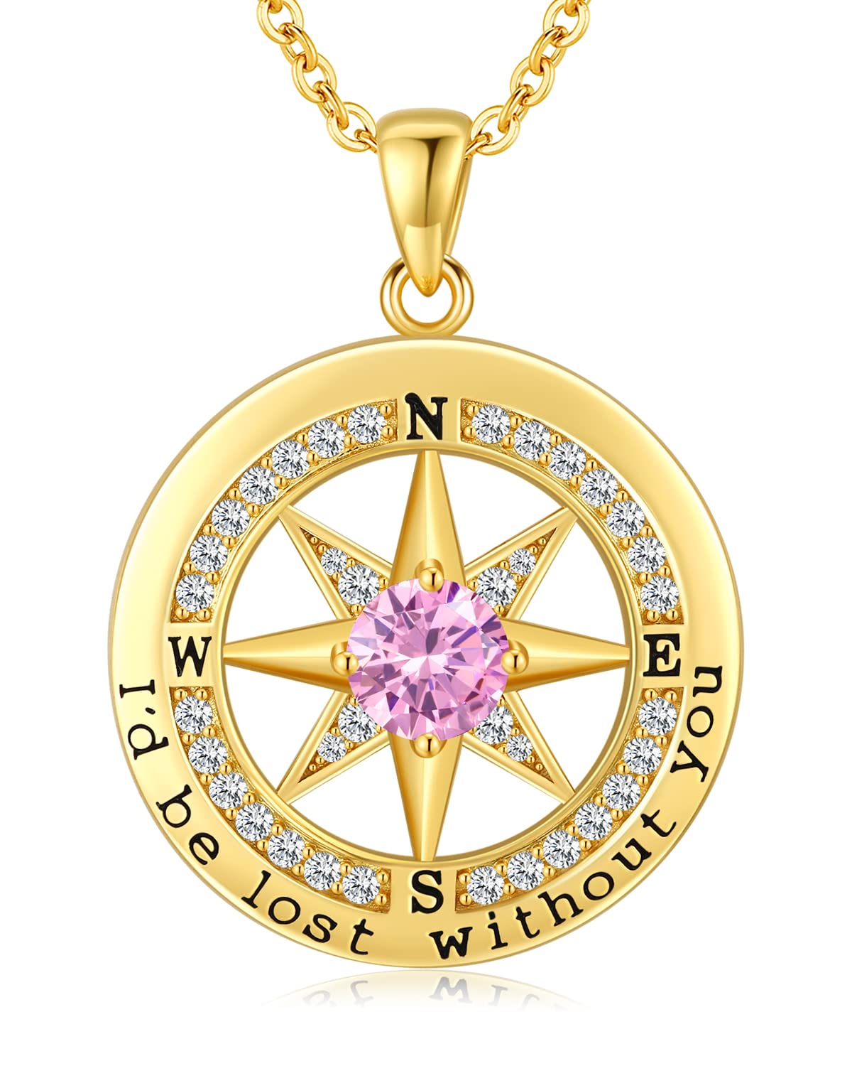 S925 Sterling Silver Compass Necklace – "I'd Be Lost Without You" Anniversary Gift for Her